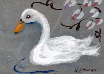 "The Swan" by Hermeine Ehlers, Brookfield WI - Chinese Watercolor on Rice Paper